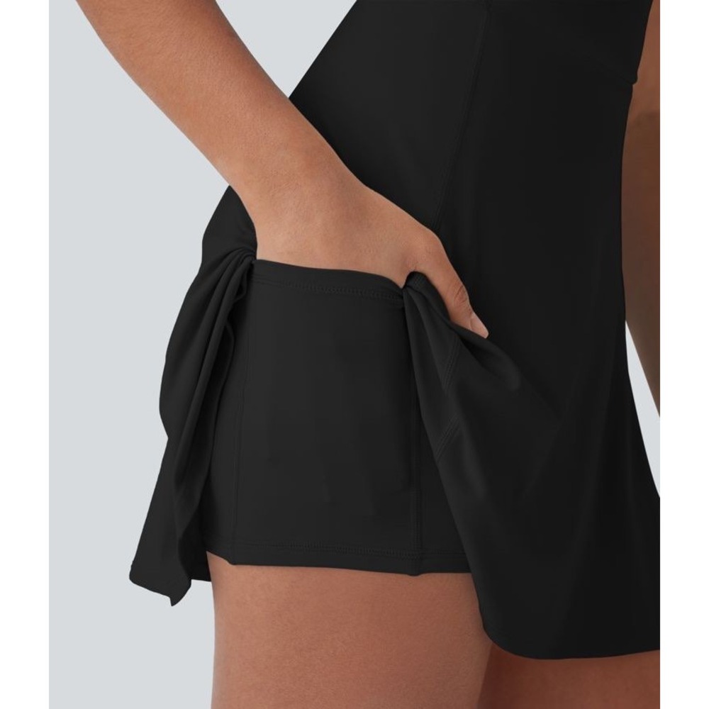 Halara SoftlyZero Airy Square Neck Backless Exercise Dress Black M 02813727 - Picture 11 of 16